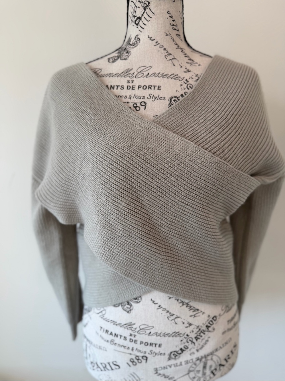 SUPRE Taupe Off-Shoulder Wrap Sweater
